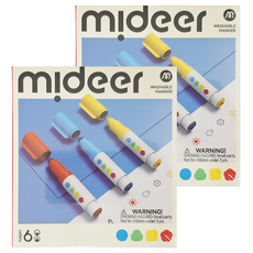 mideer 圓頭印章水彩筆 3歲以上, 6色, 2組