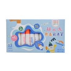 MAMAyO 媽媽友 kidzcrayon 超水洗彩色筆, 12色無毒超水洗彩色筆，台灣製, 12色