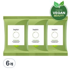 [비건뷰티] 비플레인 녹두 약산성 클렌징 워터 티슈, 20매입, 6개 20개입, 6개