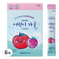 제니튼 닥터제니 일회용 스틱 어린이 가글 사과자두향 30p, 300ml, 6개