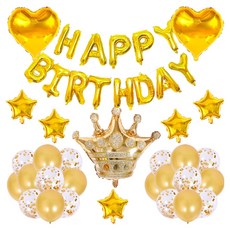 Yamiley HBD氣球「41顆」套組 金色生日派對裝飾，多造型氣球組合, 1入