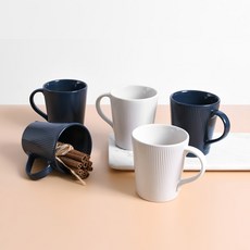 로얄버렐 데일리 머그 330ml, 크림 + 네이비, 5개