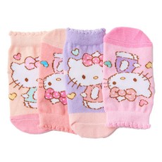 oneder 旺達 凱蒂貓 Hello Kitty 寶寶襪 直版襪 愛心款 9-14cm 舒適透氣 可愛造型, 1入