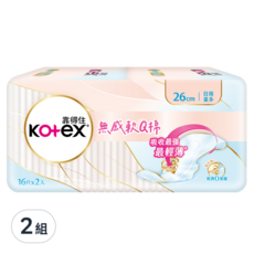Kotex 靠得住 無感軟Q棉衛生棉 護翼型 日用, 26cm, 32片, 2組