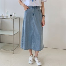 afinar A字涼感牛仔長裙