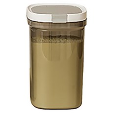 磁吸勺密封奶粉罐, 食品級材質, 雙重密封設計, 勺蓋一體, 寬口設計, 茶色瓶身, 12.3 x 12 x 20cm 灰色 1.8L, 1個