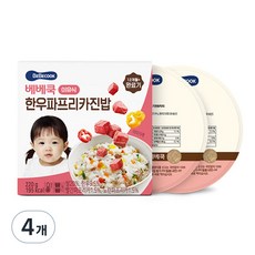 베베쿡 완료기 한우파프리카진밥 실온이유식 2p, 혼합맛(한우/파프리..., 220g, 4개 혼합맛(한우/파프리카) × 220g × 4개 섬네일