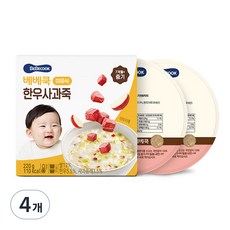 베베쿡 중기 한우사과죽 실온이유식 2p, 혼합맛(한우/사과), 220g, 4개 - 중기실온이유식