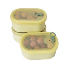 파미레 실리콘 반투명 스팀홀 타원형 밀폐용기 라임, 3개, 350ml