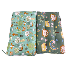 荳荳枕 2入組, 28*43公分, 精梳純棉表布, 法蘭絨B面, 可水洗枕, 43 x 28cm, 獅子咘咘車 + 童話森林