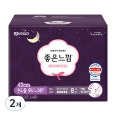 좋은느낌 오리지널 수퍼롱 생리대, 오버나이트, 8개입, 2개