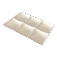 大可象牙強化餐用磁器 象牙強化六格盤 25.8*17.2*2.8cm, S001, 1個