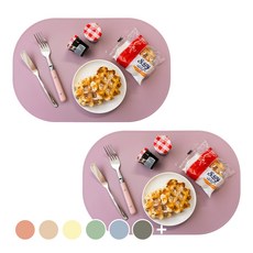 로흐야 라운드 실리콘 식탁매트2P, 라벤더핑크, 435 x 285 mm 라벤더핑크, 435 x 285 mm