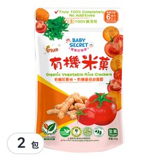 BABY SECRET 寶寶的秘密 有機米菓, 有機蔬菜米餅，有機番茄胡蘿蔔口味，適合6個月以上寶寶, 番茄胡蘿蔔, 25g, 2包