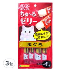 INABA CIAO 啾嚕肉泥, 寒天肉泥, 15g x 4本, 綠茶消臭成分配合, 鮪魚, 60g, 3包
