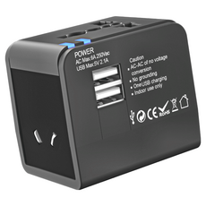 DTAudio 萬國旅行充, USB-A/多國插座, PC材質, 顏色: 黑/白, 6cm, 黑色, 1個