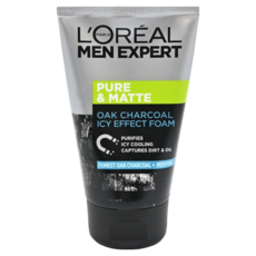 L'OREAL PARiS 巴黎萊雅 Men Expert 男士炭黑酷涼洗面乳 控油 冰炭酷爽 深層清潔毛孔, 100ml, 1條