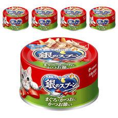 유니참긴노스푼 고양이 간식캔, 혼합맛(참치/가다랑어포맛), 70g, 5개