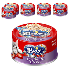 유니참긴노스푼 고양이 간식캔, 혼합맛(참치/가다랑어/멸치맛), 70g, 6개