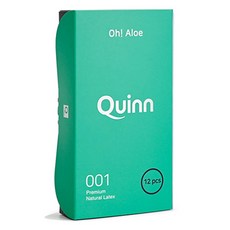 Quinn 001 오 알로에 울트라씬 무꼭지형 콘돔, 12개입, 1개