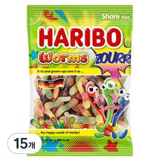 하리보 웜즈사우어 젤리, 160g, 15개