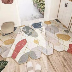 可自由剪裁去泥刮沙彈力絲圈地墊六角琉璃40x60cm, 六角琉璃, 1個, 60 x 40cm