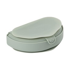miniware 矽膠合掌包, 輕巧便利, 可折疊收納, 食品級矽膠, 蒸汽消毒, 微波及冷凍, 半月型分隔層, 挪威森林 灰霧綠, 1個