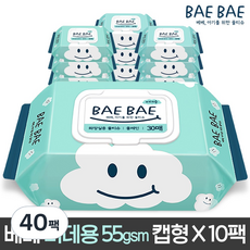 BAEBAE 베베 아기물티슈 물티슈 비데용 55gsm캡형, 30매, 40팩