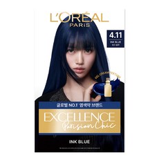 로레알파리 엑셀랑스 파리지앵 시크 염모제, 4.11 잉크 블루, 1개 4 11잉크 블루, 1개