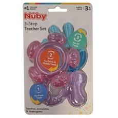 NUBY 固齒器三階段組, 3個月以上, 粉紫, 1組