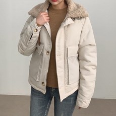 여성용 빅포켓 양털 벨트 숏패딩