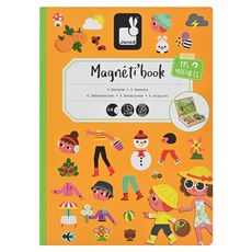 Janod 磁鐵遊戲書，四季，115枚磁鐵，4張季節圖卡，厚紙質感佳