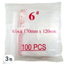 其他品牌 夾鏈規格袋6號，170x120mm，100入x3包，食品級PP材質，密封保鮮，居家收納必備, 6號, 100入, 3包