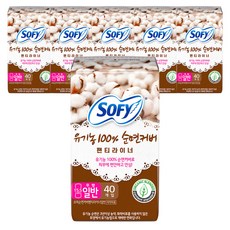 쏘피 유기농 100% 순면커버 일반 팬티라이너, 40개입, 6개