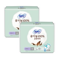쏘피 유기농 생리대 날개형, 대형, 14개입, 2개
