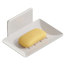 輕奢風壁掛肥皂架 Set 5入組, 碳鋼材質, 瀝水快乾, 圓潤邊角, 簡易安裝, 附免釘膠, 白色, 1組