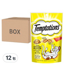 Temptations 喵愛餡 貓點心 雞肉口味，外脆內軟，每顆小於2卡路里 - 12包, 75g
