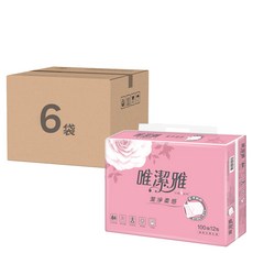 VIRJOY 唯潔雅 抽取式衛生紙 原生紙漿 100張, 12包, 6袋