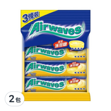 Airwaves 超涼無糖薄荷糖 蜂蜜檸檬口味 3條裝, 90g, 2袋