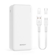 SPEEDY 슬림 듀얼 보조배터리 20000mAh 2A + 5핀 케이블 + 8핀 + C타입 젠더 세트, SPE-2PCPPB200A, 혼합색상