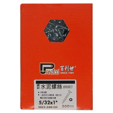 PANRICO 百利世 十字水泥螺絲 5/32x1" 威單頭粗牙, 5/32 x 1", 1盒