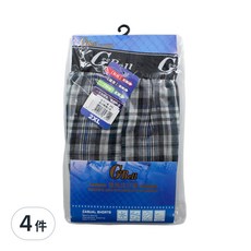 GeeBell 男平口內褲, 吸濕排汗透氣, 柔軟舒適, 2XL, 款式隨機, 4件
