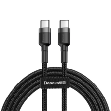 Baseus 倍思 Type-C PD2.0 60W 閃充數據線，支援快速充電，高密度編織，適用於 iPhone15, 1m, 灰黑色, 1條