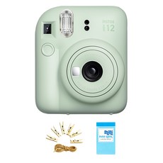 Instax Mini 12 即影即有相機 + 繩索 2m + 夾子 6p + 迷你相冊鑲嵌 10p 套組, 薄荷綠, 1組