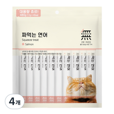 바우와우 무마진 짜먹는 고양이 간식 40p, 연어, 480g, 4개