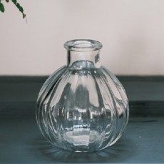 空氣選物 復古浮雕玻璃花瓶m, 小巧精緻，晶瑩剔透，百搭各式花材，增添生活品味, 1個, 透明