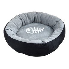 寵物用圓形毛窩 - 黑色 直徑60CM, 表裏絨布+防滑墊布+PP棉, 1個