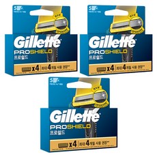 Gillette 吉列 2024 ProShield 刮鬍刀片黃色, 4入, 3個