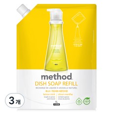 메소드 주방세제 레몬민트향 리필, 1L, 3개