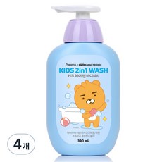 베비언스 리틀카카오프렌즈 키즈 헤어 앤 바디워시 블루, 390ml, 4개